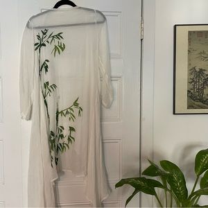 Hand painted bamboo white cover up
